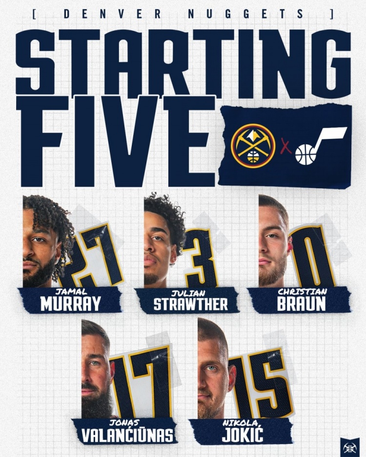 yunkai官网-双塔！掘金新首发：瓦兰+约基奇+穆雷+布劳恩+斯特劳瑟